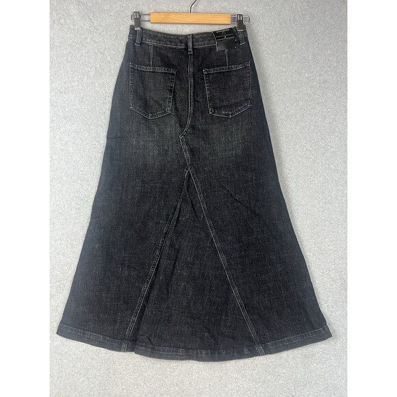 NWT Banana Republic 0 Black Long Maxi Split Front Flared Heavy Denim Jean Skirt - Picture 4 of 12